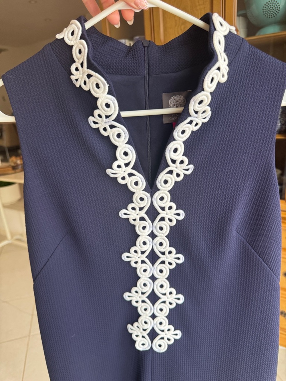 Vince Camuto Navy Mini Dress with White Trim - Picture 6 of 6